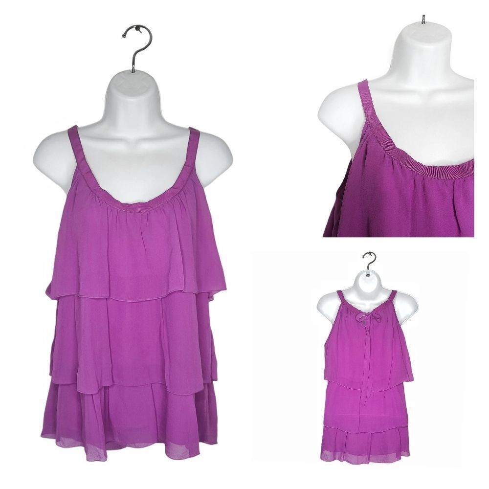 Banana Republic | Fuchsia Silk Tiered Tie Back Tank | XSP